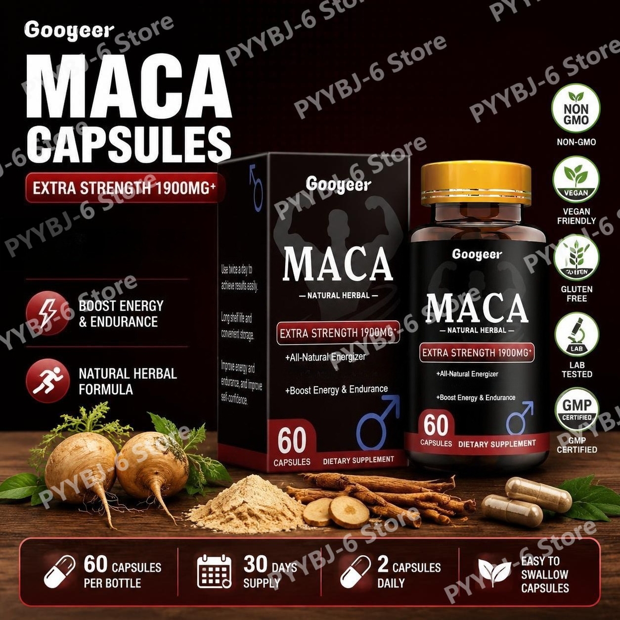 Valerian Root Capsule - Capsules Googeer Maca avec Maca, Ginseng