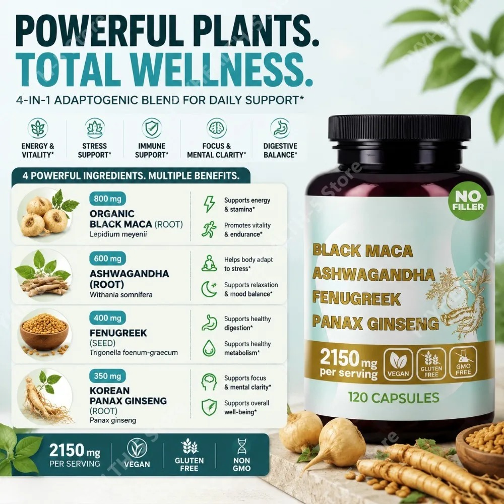 Capsules 4-en-1 de Maca Noire  - Valerian Root Capsule avis et prix